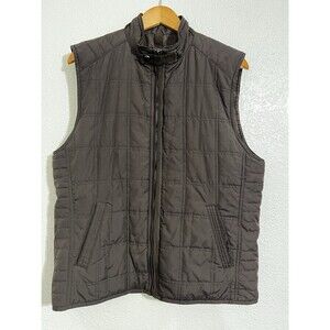 Jos A Bank Brown Quilted Poly-Fill Vest Snap Button Men's M